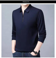 Camisa Polo Para Hombre Casual Inteligente De Manga Larga Con Cierre Y Cuello Alto Estilo De Negocios Moda Primavera Otoño Ropa Suelta - details 7