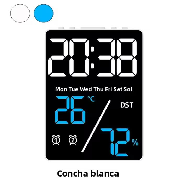 Reloj Digital Multifunción Con Ajuste De Brillo En 3 Niveles Pantalla LED Recargable Mostrador Con Fecha Y Temperatura - 1