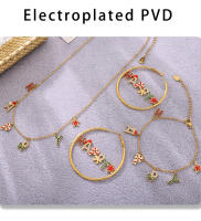 Pulsera Dorada de Maple inoxidable, Conjunto de pendientes de giunto Exquisito Encanto DE LA Mujer with Collar de Letra - details 9