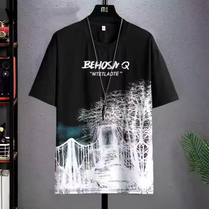 Camiseta De Verano Para Hombres Con Capucha Estampado De Dibujos Casuales Harajuku Streetwear Top De Manga Corta Suave Y Ligera Ropa De Moda Para Hombres - 1