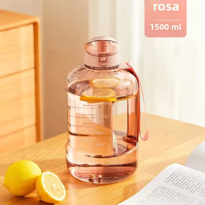 Botella Deportiva De Agua Con Tapa De Pajita 1.5L/2L BPA FREE Tritan Gran Capacidad 1 Galón Para Beber Agua Caliente Y Fría - 1