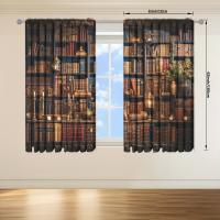 2pcs Cortina De Ventana Para Decoración De Hogar Estilo Edad Media Impresión Con Libros Tratamiento De Ventana Para Dormitorio Oficina Cocina Sala De Estar Material 100% Poliéster - details 14