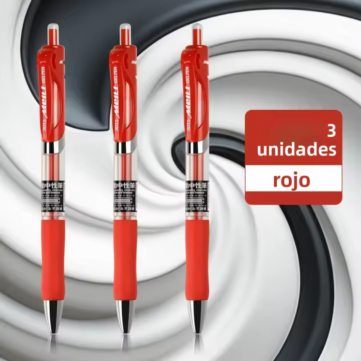Lápiz De Gel Presión WQN-3/6PCS 0.38mm Rojo Sin Fugas Ideal Para Exámenes Y Escuela Material Plástico Usos Oficina Y Escuela - 1