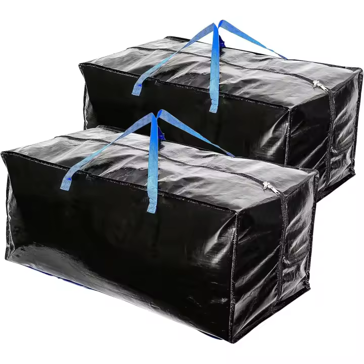 Paquete de 3 bolsas de almacenamiento impermeables extragrandes para mudanzas, viajes, excursiones, almacenamiento de adornos navideños, 80×40×35 cm, negro - 1