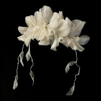 Diadema De Perlas Y Hojas En Forma De Corona Con Flores Joyería De Cabeza Para Boda Hecha a Mano Para Mujeres Accesorios De Pelo - details 4