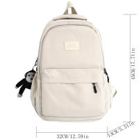 Mochila universitaria impermeable de alta capacidad para niña, morral escolar para ordenador portátil, bolsa de viaje para libros, Color sólido, a la moda, novedad de 2024 - details 1