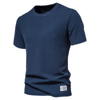Camiseta De Punto De Palanca Para Hombre AIOPESON Color Sólido Casual Cuidado Facilidad Verano Moda Tops De Calidad Breathable Ligera O-Neck Sin Capucha - details 2