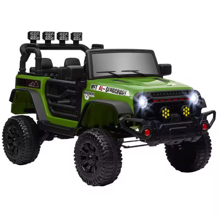 AIYAPLAY Coche Eléctrico para Niños de +3 Años Carro Eléctrico Infantil Todoterreno de Batería 12V con Mando a Distancia Bluetooth Faros LED Bocina Música - 1