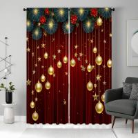 Cortina De Navidad Roja Con Encaje 2 Piezas Decoración De Hogar Estilo Pastoral Para Sala Y Dormitorio Translúcida De Poliéster - details 8