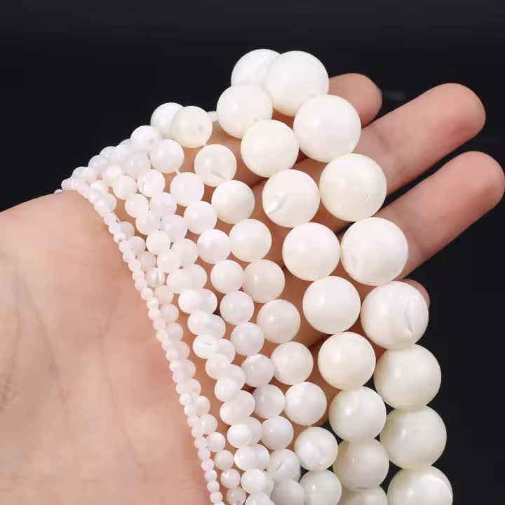 Bolas De Piedra De Concha Trochus Natural Blanco Hechas a Mano Para Creación De Joyería Collares Pulseras Encantos Accesorios - 1