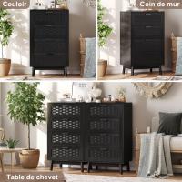 Cómoda de 4 cajones 55×40×95 cm, mueble de almacenaje moderno con acabado tejido, estructura estable de madera, para dormitorio y salón - details 0