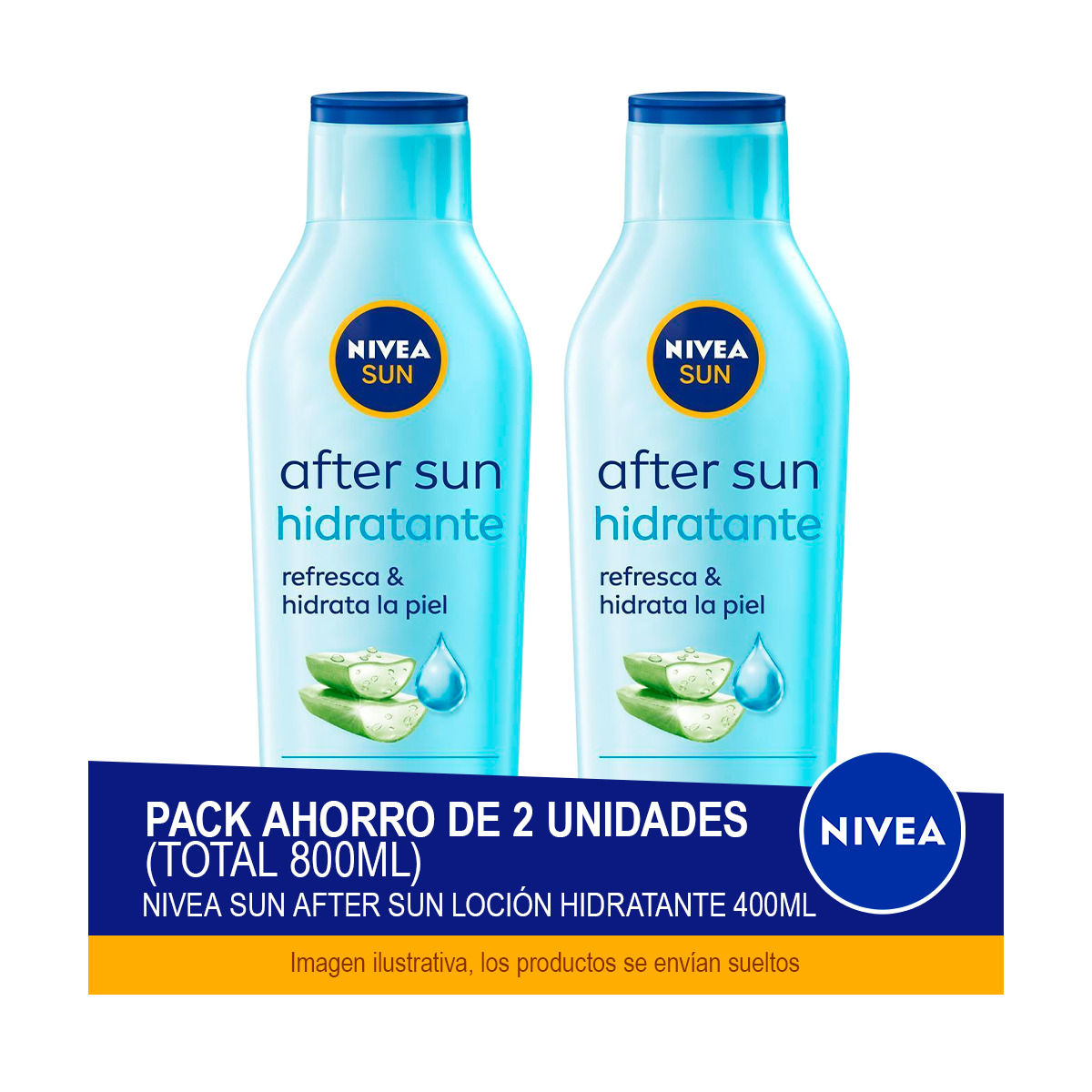 NIVEA SUN After Sun Loción Hidratante 400ml  - Pack ahorro de 2 unidades (total 800ml)
