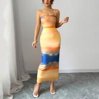 Vestido De Mujer Verano 2025 Sin Mangas Bodycon Midi Con Estampado De Atardecer Vestido De Boda Fiesta Cocktail De Cintura Natural Long Skirt - details 0