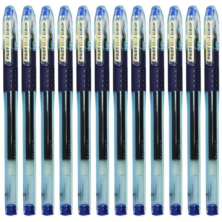 Pilot Bolígrafo G-1 07 Grip Punta Bola Metálica 0,7mm Tinta de Gel Brillante Azul (Pack de 12) - 1