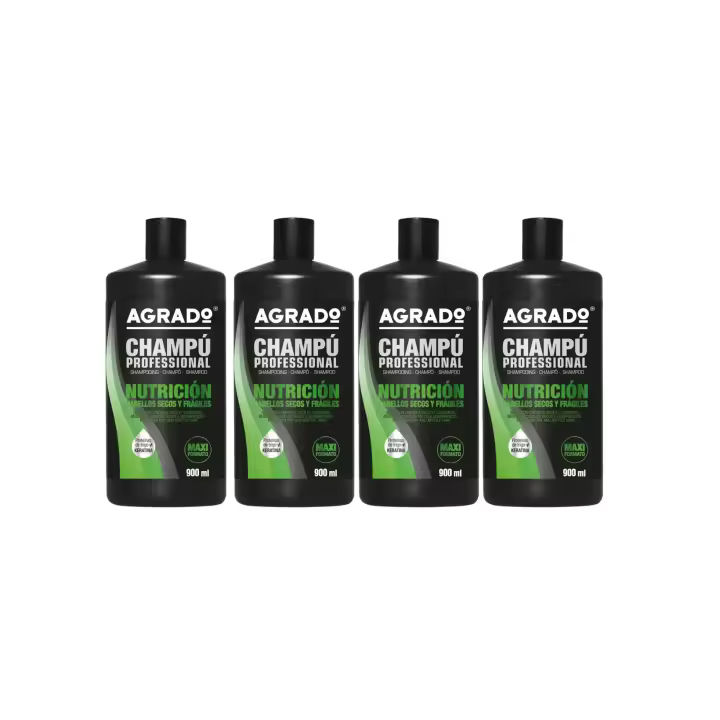AGRADO Champú Profesional Nutrición Cabellos Secos【Pack 4 uds. x 900 ML】 【ROUA】 - 1