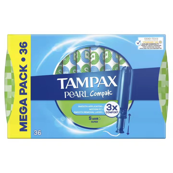 Tampax Compak Pearl Super Tampones Con Aplicador, Combinación Líder De Tampax De Comodidad, Protección Y Discreción, 36 Unidades - 1