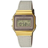 Reloj CASIO digital VINTAGE Iconic A700WEGL-7A correa de tela y piel luz led alama - details 3
