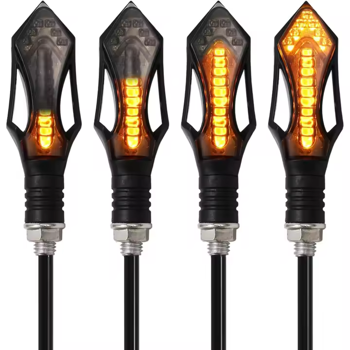 piezas de indicadores de motocicleta, luces de señal de giro de motocicleta que fluyen, indicadores de motocicleta, luces intermitentes de 12 V, 12 LED, bombillas para motocicleta, scooter, cuatriciclo, crucero, todoterreno - 1