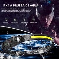 Linterna Frontal LED Con Sensor Y Batería Integrada Recargable Por USB Lámpara De Trabajo Super Brillante Torcha Para Camping Y Pesca - details 7
