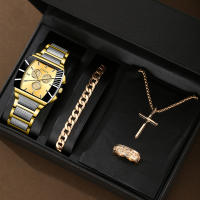 Reloj De Pulsera De Cuarzo Para Hombre Estilo De Negocios Cuadrado Aleación Cruzada De Tres Piezas Resistente Al Agua - details 3