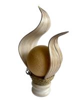 Lampara mesa artesanal madera hojo de coco Karima caoba blanca 42 X 17 cms, conecta+y+compra - details 3
