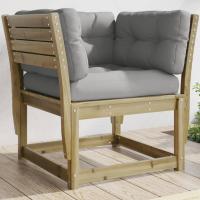 vidaXL Sofá jardín con reposabrazos con cojines madera pino impregnada en color Impregnado natural/Marrón cera/Pino natural y más | acolchados duraderos para sofás de jardín terraza exterior - details 0
