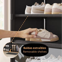 LUTODY - Zapatero, organizador de calzado compacto con cierre magnético, tela textil, Múltiples niveles, tubo de metal, plegable, portátil para recibidor, entrada, sala de estar y salón - Ligero y resistente - details 8