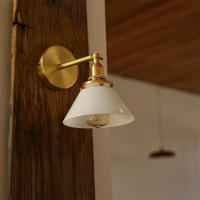 Lámpara De Pared Retro Nórdica Amarilla Bronce Para Baño Y Dormitorio Luz LED Ajustable Soporte De Montaje En La Pared - details 3