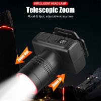 Linterna Frontal LED Potente Con Sensor Recargable Por USB Y Luz Alta Impermeable Con Zoom Para Exploración Al Aire Libre - details 4