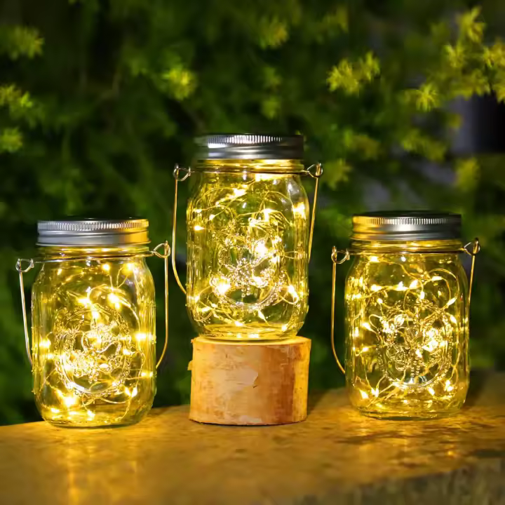 SOMY 3 Piezas Linternas Solares para Exteriores - Lámpara Solar de 30 LED para Jardín al Aire Libre, Linterna Exterior Impermeable IP65, Lámpara Solar Colgante en Tarro para Jardín, Árbol, Decoración de Patio (Blanco Cálido) Luz de Pared para Exteriores - 1