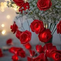 Luces De Rosas Románticas Con 10/20 LED Para Decoración De Bodas Y Fiestas Guirnalda De Flores Artificiales Lámpara Nocturna De Fairy Light - details 9