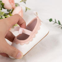 Zapatos De Primera Caminata Para Niñas Meckior Cuero PU Suela De Goma Antideslizante Suave Para Recién Nacidos Y Bebés 0-18M Cierre Elástico Estilo Casual - details 6
