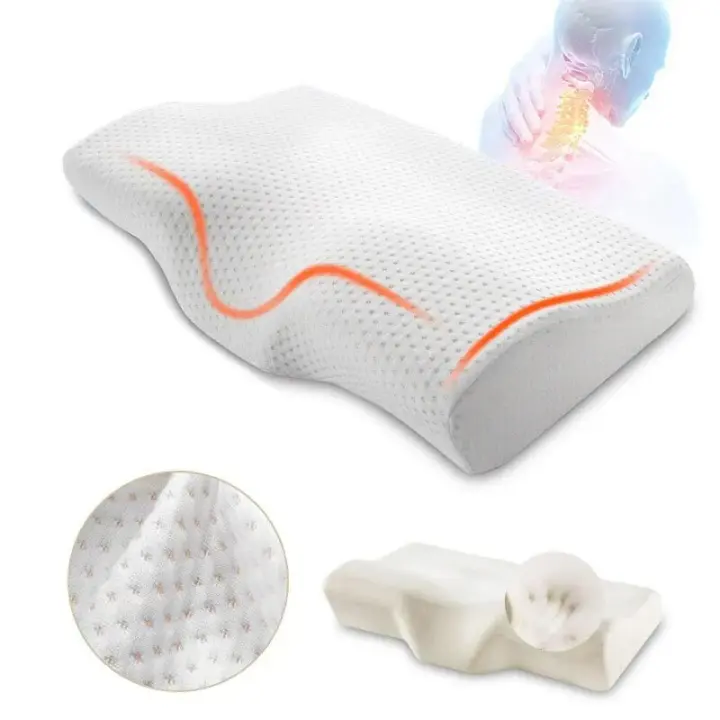 Almohada De Memoria Para Cuello Ortopédica Forma De Mariposa Protección Del Cuello Rebound Lento Almohada Saludable Para El Cervical - 1
