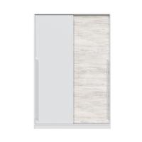 Meimon Armario de 2 puertas correderas fabricado con tablero de partículas melaminizado tipo E1 de 15 mm de espesor, con cantos PVC de 0,6 mm, trasera MDF lacada blanca de 3 mm, incluye barra de colgar de aluminio extraíble, guías correderas ABS - details 0