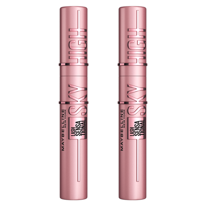 Maybelline New York | Pack duo de maquillaje: x2 Máscara de pestañas Lash Sensational Sky High, Tono Negro