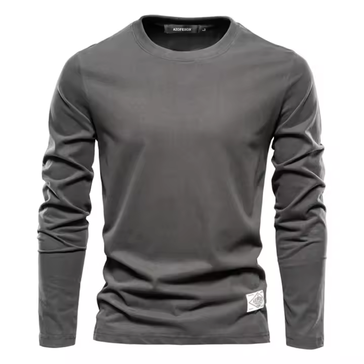 Camiseta De Manga Larga Para Hombre 100% Algodón Camisetas Casuales De Primavera Calidad Superior Estilo Clásico Tops Para Hombres - 1