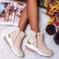 Botas Altas De Verano a Otoño Para Mujer Con Plataforma Y Tacón Ancho Talla Grande Zapatillas Modernas De Material PU Y Goma - details 2