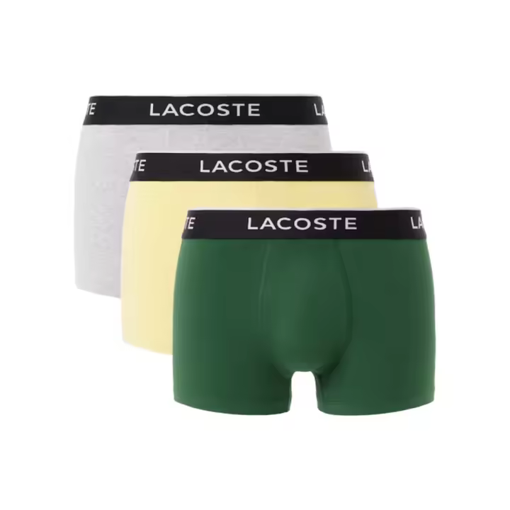 Pack de 3 Calzoncillos Lacoste Verde, Amarillo, Gris de Algodón Elástico - 1
