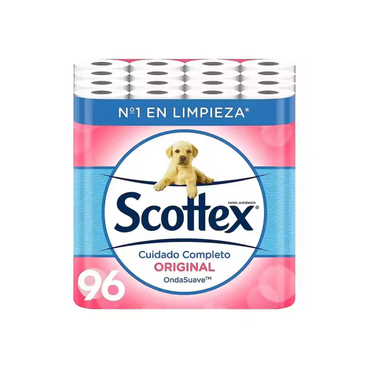 Scottex Orginal Papel Higiénico 96 rollos,12rollos*8paquete,rollos dos capas que proporcionan el equlibro adecuado en suavidad - 1