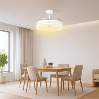 Ventilador de techo retráctil de lujo 80 W con luz y control remoto, aspas ocultas, flujo de aire ajustable, luz LED con atenuación continua, motor DC silencioso, ideal para 10-15 m² - details 9