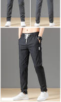 Pantalones Casuales Para Hombre De Algodón Y Spandex Con Cintura Elástica Y Cordón Estilo Clásico Y Moda Para Primavera Otoño Trousers Gris Cargo Ajustables De 28-38 - details 9