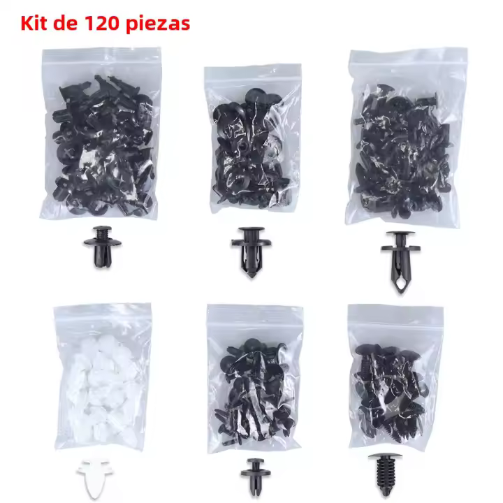 120PCS Clips De Coche Plásticos Con 6 Tamaños Populares Herramientas De Remoción De Terminales Y Parachoques Fijación De Cuerpo De Coche - 1