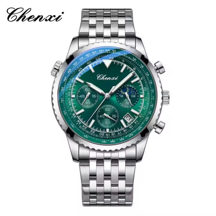 Reloj De Pulsera De Moda Para Hombre CHENXI 928 Con Cuarzo Multifuncional Luminoso Resistente Al Agua Correa De Acero Inoxidable Calendario Estilo De Negocios - 1