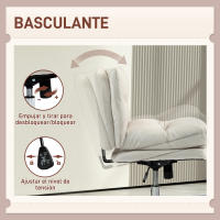 HOMCOM Silla de Escritorio sin Brazos Silla de Oficina con Altura Ajustable Función de Basculante Base Cruzada y Asiento Amplio Silla para Estudio Dormitorio Gris Claro - details 2