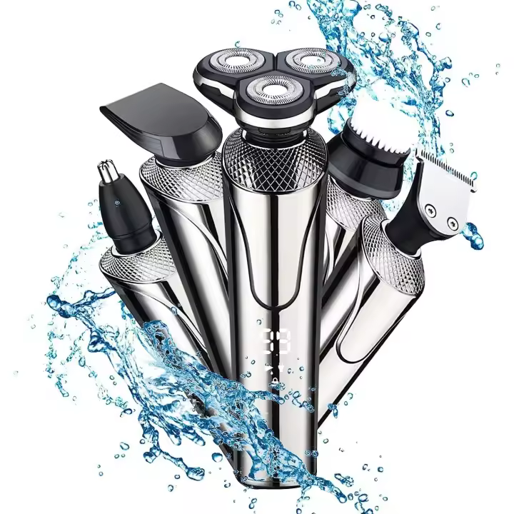 Maquina de Afeitar Hombre Profesional, 4 en 1 Afeitadora Electrica Seco y Húmedo, Maquina de Cortar Pelo con Pantalla LED, Shaver Cara Nariz Orejas - 1