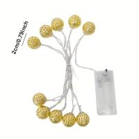 Luz De Navidad De Bola Marruecos En Cadena 1PC 1.5M/3M/6M Con Caja De Batería Decoración De Árbol De Navidad Lámpara Colgante - details 12