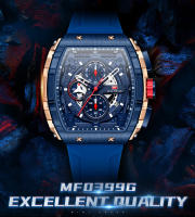 Reloj De Cuarzo MINI FOCUS Para Hombre Con Dial Tonneau Deportivo Y Correa De Silicona Naranja Cronógrafo Resistente Al Choque Con Fecha Automática Y Manos Luminosas - details 0