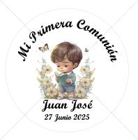 Etiquetas personalizadas para comunión pegatinas adhesivas personalizadas para detalles de invitados de comunión redondas Lote de 40 unidades niña niño - details 2