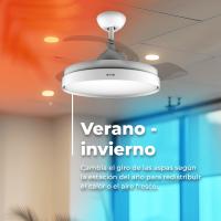 EVVO Ventilador Techo con luz, Aspas retráctiles, Ø107cm, 40W, 6 Velocidades, Temporizador 8h, Invierno-Verano, IP44. - details 2