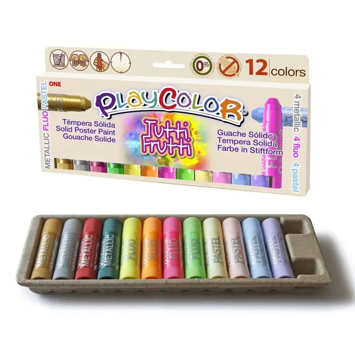 INSTANT TEMPERA SOLIDA ONE ESTUCHE 12 COLORES TUTTI FRUTTI TEMPERAS 29x2x14 Cms. - 1
